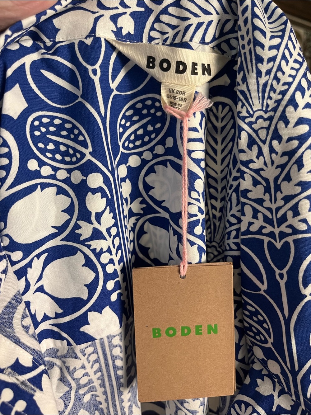 NWT Boden Floral Long Sleeve Shirt Dress Fit &  Flare Gardenia Swirl 16-18 R - Picture 10 of 10